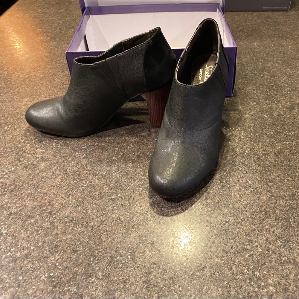 Wood Heeled Leather Booties